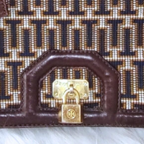 Tory Burch RARE 2011 collection runway leather/woven shoulder bag w/mirror EUC - Picture 4 of 15